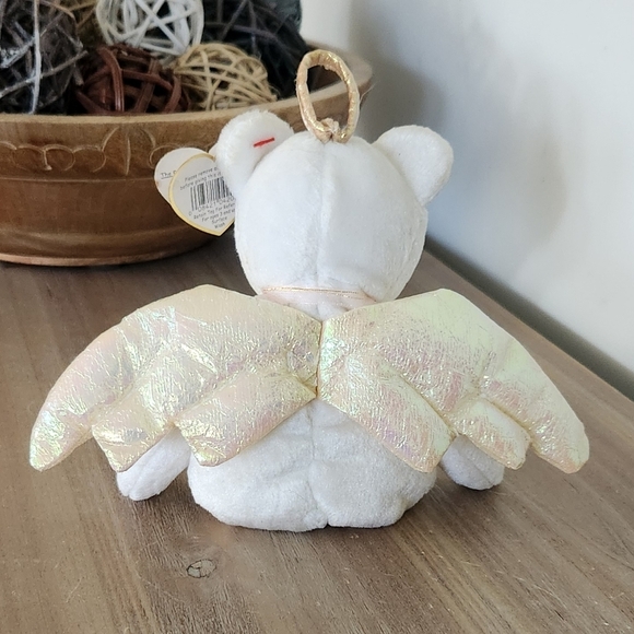 🧸 Ty Beanie Baby Halo the Angel Bear 1998 Plush – Wings & Halo, Good Condition - Picture 4 of 14
